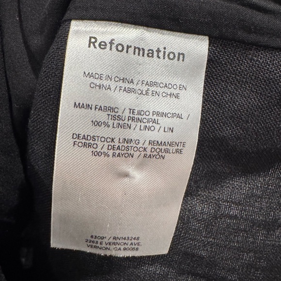 NWT Reformation black linen Annabella button up top - Picture 7 of 9